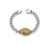 Yellow sapphire  silver bracelet natural yellow suphhire bracelet  pukhraj bracelet with silver chain