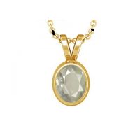 White Sapphire Pendant in 9k gold oval  safed pukhraj Pendant