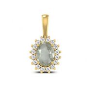 White Sapphire Pendant in 9k gold with diamond  white sapphire  Locket in gold