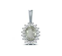 White Sapphire pendant with diamond work silver white sapphi Locket silver pendant  with diamond