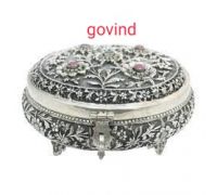 Sterling Silver box silver jewellery box round shape