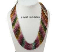 Tourmaline beads multi necklace Padmini style natural tourmaline stone necklace 9 lines