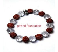 Sphatik Rudraksha bracelet 10mm diamond cut crystal and rudraksha bracelet