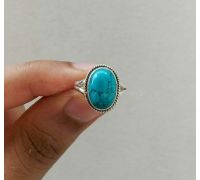 Turquoise ring firoza silver ring lines