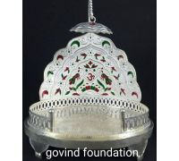 Silver singhasan with stone work 5 inches pure silver throne