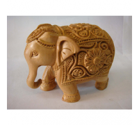 wooden carving elephant statue trunk down  4 inches