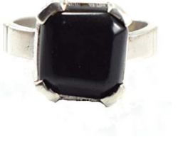 Black agate stone Ring black hakik stone  silver  ring