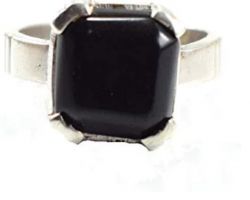 Black agate Ring black hakik stone  silver  ring