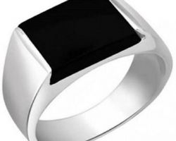 Black hakik stone Silver Ring ring for men black Agate silver ring