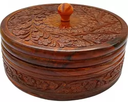 Wooden box with carving