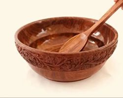 Wooden bowl with spoon