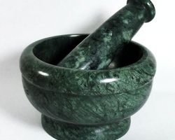 Marble kharal  Round okhli  marble mortar pestle green