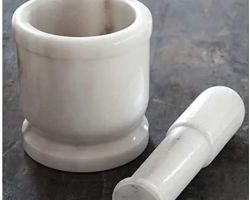 Kharal okhli set marble mortar pestle set white 3 inches