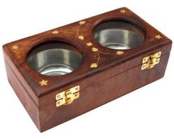 Wooden dryfruit box 2 bowl