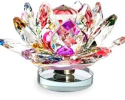 Crystal rotating colorful lotus home decor item crystal Lotus
