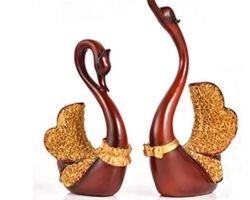 Showpiece swan pair Metal Wood