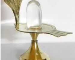 Sphatik shiv lingam with brass stand crystal shivling