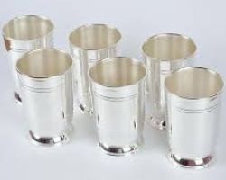 Pure silver glass set of 6 pure silver tumbler