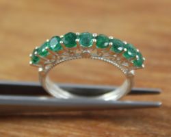 Ring emerald stone silver ring  code 9