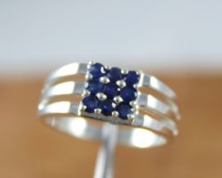 Blue sapphire Ring silver Blue sapphire silver ring small stones
