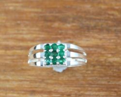 Emerald Ring panna Ring ing emerald silver ring in small stones