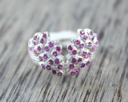 Ruby Ring Silver natural Ruby small stones Ring in pure Silver