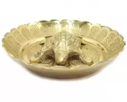 Brass Tortoise with plate Brass kacchua