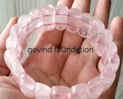 Rose quartz Bracelet Capsule shape Natural Rose quartz stone bracelet