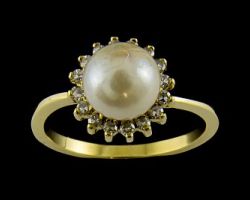Real pearl silver ring