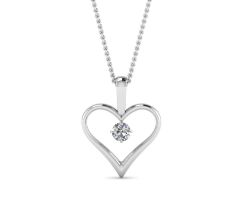 Silver chain with diamond pendant heart shape