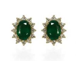 Earrings emerald with diamond emerald tops code 9