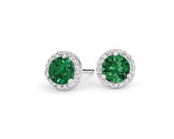 Earrings emerald and diamond natural emerald stone tops with diamond