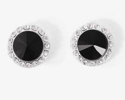 Black agate  earrings black onyx with zircon tops