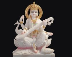 Marble murti of maa saraswati idol of marble stone
