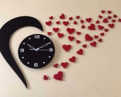 3D acrylic wall clock heart design