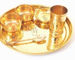 Brass Plate set Thali set Brass dining set A