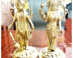 Brass Vishnulaxmi idol peetal ke laxmi vishnu ji