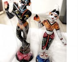 Radha Krishna idol in brass metal with hand painted brass Radha krishna idol