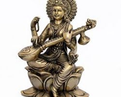 Maa saraswati idol in brass saraswati statue peetal ki maa saraswati ki murti 6 inches