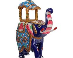 Elephant ambabari showpiece metal elephant ambabari