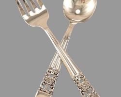 Silver fork spoon set pure silver spoon and  fork set