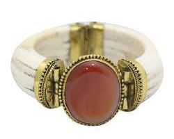 Camel Bone Bracelet  Red agate  stone handmade Rajasthani   camel bone kada