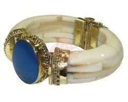 camel Bone Bracelet with blue Stone agate stone rajasthan handmade   camel bone bangle