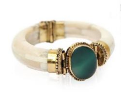 Camel Bone Bracelet Green Aventurine handmade camel bone kada with green agate  stone