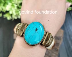 Bone Bracelet Turquoise Bone Bangle with firoza stone rajasthani camel bone bangle with turquoise stone