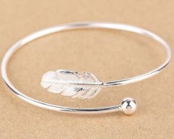 Pure silver bangle leaf design bangle cum Bajuband