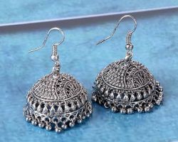 Sterling Silver Jhumka oxidised antique look earring jhumka Noori