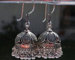 Jhumka earrings silver antique look padmini jhumka