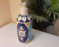 Handwash dispenser ceramic dispenser, blue pottery handwash bottle  dispenser 400ml capacity