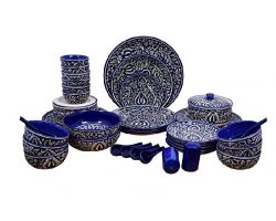 Blue pottery dinner set ceramic dinner set  beautiful Jaipur blue pottery dinner set 43piece